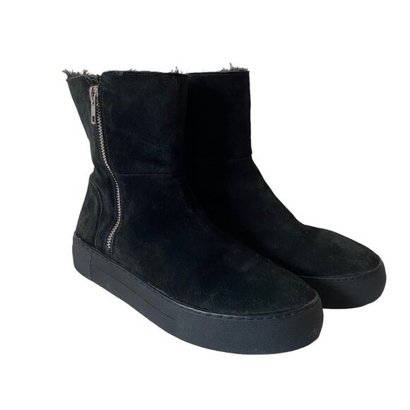 J Slides Suede Boots‎ Size 8.5 Faux Fur Lining Platform Indie Grunge Winter - Picture 1 of 11